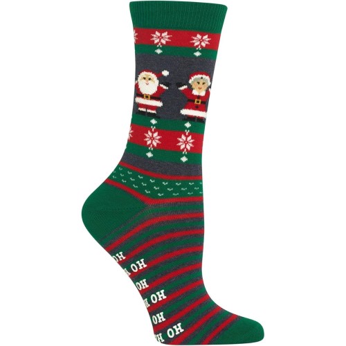 HotSox Womens Mr. and Mrs. Claus NSkid Socks, Forest, 1 Pair, Womens Shoe 4-10 HotSox Womens Mr. and Mrs. Claus NSkid Socks, Forest, 1 Pair, Womens Shoe 4-10