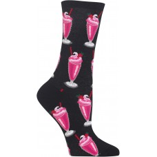 HOTSOX Womens Crew Socks Milkshakes 1 Pair, Black, Womens 4-10 Shoe