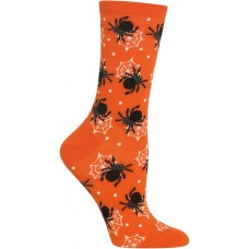 HotSox Womens Spiders Socks, Orange, 1 Pair, Womens Shoe 4-10