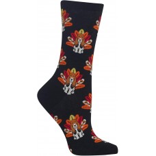 HotSox Womens Turkey Dog Socks, Black, 1 Pair, Womens Shoe 4-10