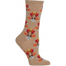 HotSox Womens Turkey Dog Socks, Hemp Heather, 1 Pair, Womens Shoe 4-10