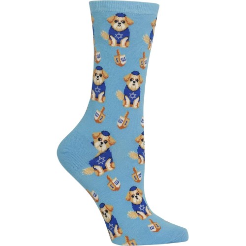 HotSox Womens Dreidel Dog Socks, Light Blue, 1 Pair, Womens Shoe 4-10 HotSox Womens Dreidel Dog Socks, Light Blue, 1 Pair, Womens Shoe 4-10