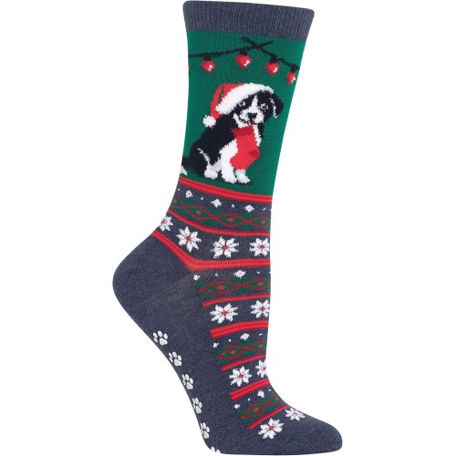 HotSox Womens Christmas Border Collie NSkid Socks, Forest, 1 Pair, Womens Shoe 4-10 HotSox Womens Christmas Border Collie NSkid Socks, Forest, 1 Pair, Womens Shoe 4-10