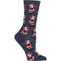 HotSox Womens Santa with Presents Socks, Denim Heather, 1 Pair, Womens Shoe 4-10