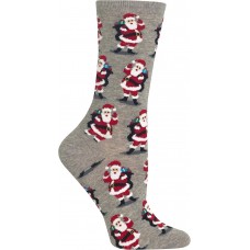 HotSox Womens Santa with Presents Socks, Sweatshirt Grey Heather, 1 Pair, Womens Shoe 4-10