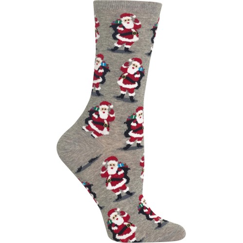 HotSox Womens Santa with Presents Socks, Sweatshirt Grey Heather, 1 Pair, Womens Shoe 4-10 HotSox Womens Santa with Presents Socks, Sweatshirt Grey Heather, 1 Pair, Womens Shoe 4-10