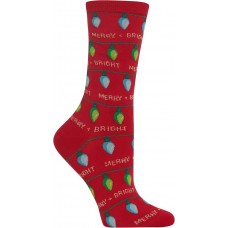 HotSox Womens Christmas Lights Socks, Red, 1 Pair, Womens Shoe 4-10