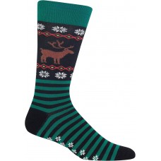 HotSox Mens Reindeer Non Skid Socks, Black, 1 Pair, Mens Shoe 6-12.5