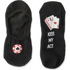 HotSox Mens Kiss My Ace Socks, Black, 1 Pair, Mens Shoe 6-12.5