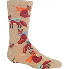 HotSox Kids Winter Foxes(S/M) Socks, Hemp Heather, 1 Pair, Small/Medium