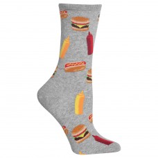 HotSox Womens BBQ Food Socks, Sweatshirt Grey Heather, 1 Pair, Womens Shoe 4-10