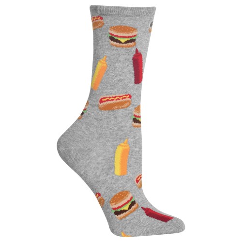 HotSox Womens BBQ Food Socks, Sweatshirt Grey Heather, 1 Pair, Womens Shoe 4-10 HotSox Womens BBQ Food Socks, Sweatshirt Grey Heather, 1 Pair, Womens Shoe 4-10