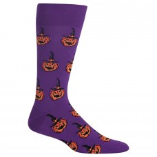 HotSox Mens Jack O Lantern Socks, Purple, 1 Pair, Mens Shoe 6-12.5