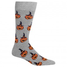 HotSox Mens Jack O Lantern Socks, Sweatshirt Grey Heather, 1 Pair, Mens Shoe 6-12.5