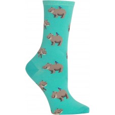 HotSox Womens Hippo Socks, Mint, 1 Pair, Womens Shoe 4-10