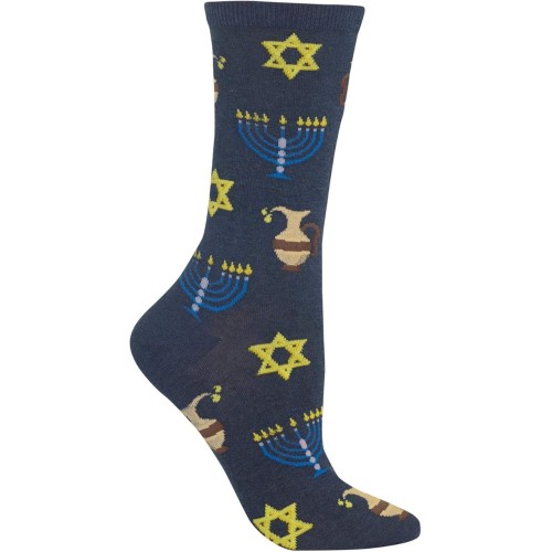 HotSox Womens Hanukkah Socks, Denim Heather, 1 Pair, Womens Shoe 4-10 HotSox Womens Hanukkah Socks, Denim Heather, 1 Pair, Womens Shoe 4-10