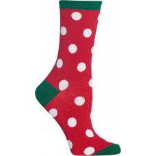 HotSox Womens Large Polka Dots Socks, Red, 1 Pair, Womens Shoe 4-10