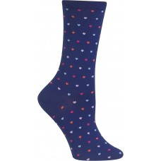 HotSox Womens Pindot Heart Repeat Socks, Dark Blue, 1 Pair, Womens Shoe Size 4-10