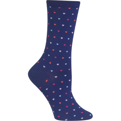 HotSox Womens Pindot Heart Repeat Socks, Dark Blue, 1 Pair, Womens Shoe Size 4-10 HotSox Womens Pindot Heart Repeat Socks, Dark Blue, 1 Pair, Womens Shoe Size 4-10
