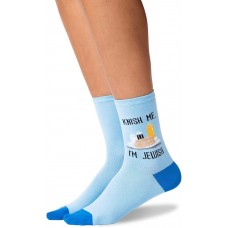 HOTSOX Womens Crew Socks Knish Me Im Jewish 1 Pair, Blue, Womens 4-10 Shoe