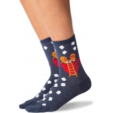 HOTSOX Womens Crew Socks Gingerbread Couple 1 Pair, Denim Heather, Womens 4-10 Shoe