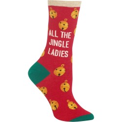 HOTSOX Womens Crew Socks All the Jingle Ladies 1 Pair, Red, Womens 4-10 Shoe