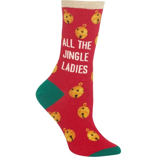 HOTSOX Womens Crew Socks All the Jingle Ladies 1 Pair, Red, Womens 4-10 Shoe HOTSOX Womens Crew Socks All the Jingle Ladies 1 Pair, Red, Womens 4-10 Shoe