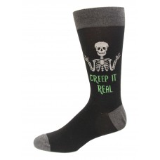 HOTSOX Mens Crew Socks Creep it Real 1 Pair, Black, Mens 8-12 Shoe