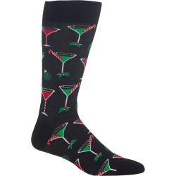 HOTSOX Mens Crew Socks Christmas Cocktails 1 Pair, Black, Mens 8-12 Shoe