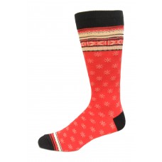 HOTSOX Mens Crew Socks Fair Isle 1 Pair, Red, Mens 8-12 Shoe