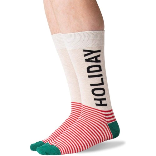 HOTSOX Mens Crew Socks Holiday 1 Pair, Natural Melange, Mens 8-12 Shoe HOTSOX Mens Crew Socks Holiday 1 Pair, Natural Melange, Mens 8-12 Shoe
