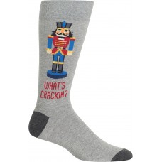 HOTSOX Mens Crew Socks Nutcracker 1 Pair, Grey Heather, Mens 8-12 Shoe