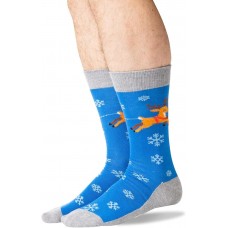 HOTSOX Mens Crew Socks Sleigh What NON SKID 1 Pair, Blue, Mens 8-12 Shoe