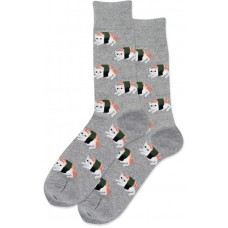 HotSox Sushi Cat Socks, Grey Heather, 1 Pair, Men Shoe 6-12.5