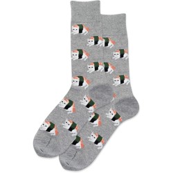 HotSox Sushi Cat Socks, Grey Heather, 1 Pair, Men Shoe 6-12.5 HotSox Sushi Cat Socks, Grey Heather, 1 Pair, Men Shoe 6-12.5