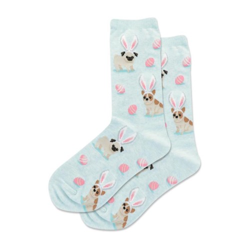 Hotsox Women's Easter Dogs Crew Socks 1 Pair, Mint Melange, Women's 9-11 Hotsox Women's Easter Dogs Crew Socks 1 Pair, Mint Melange, Women's 9-11