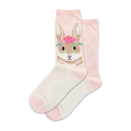 Hotsox Women's Flower Crown Bunny Crew Socks 1 Pair, Blush, Women's 9-11 Hotsox Women's Flower Crown Bunny Crew Socks 1 Pair, Blush, Women's 9-11