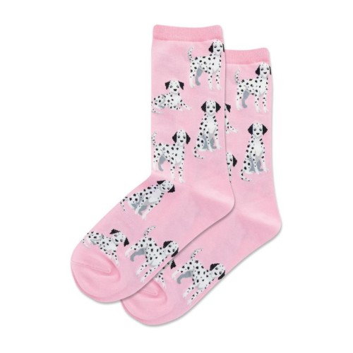 Hotsox Women's Dalmatian Crew Socks 1 Pair, Pink , Women's 9-11
