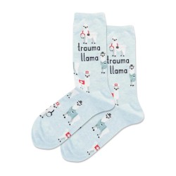 Hotsox Women's Trauma Llama Crew Socks 1 Pair, Mint Melange, Women's 9-11