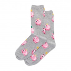 Hotsox Women's Piggy Bank Crew Socks 1 Pair, Grey Heather, Women's 9-11