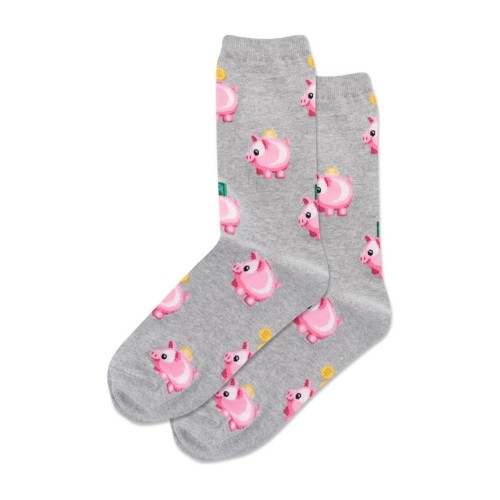Hotsox Women's Piggy Bank Crew Socks 1 Pair, Grey Heather, Women's 9-11 Hotsox Women's Piggy Bank Crew Socks 1 Pair, Grey Heather, Women's 9-11