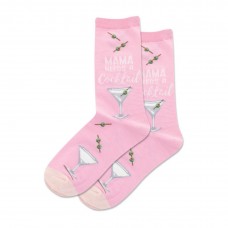 Hotsox Women's Mama Needs A Cocktail Crew Socks 1 Pair, Pink , Women's 9-11