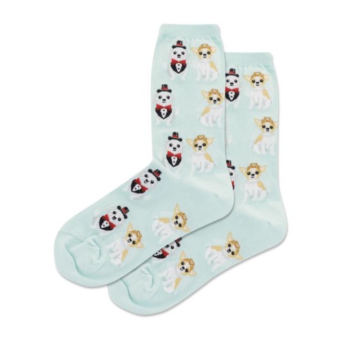 Hotsox Women's Bridal Dogs Crew Socks 1 Pair, Light Blue, Women's 9-11 Hotsox Women's Bridal Dogs Crew Socks 1 Pair, Light Blue, Women's 9-11