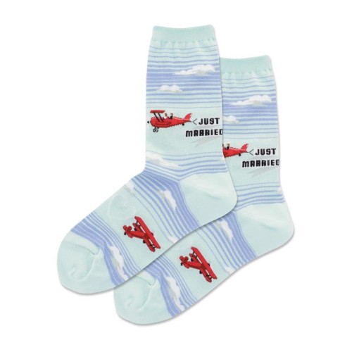 Hotsox Women's Just Married Plane Crew Socks 1 Pair, Light Blue, Women's 9-11 Hotsox Women's Just Married Plane Crew Socks 1 Pair, Light Blue, Women's 9-11