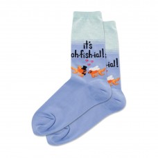 Hotsox Women's It'S Oh-Fish-Ial Crew Socks 1 Pair, Periwinkle, Women's 9-11