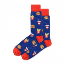 Hotsox Men's Burger And Fries Crew Socks 1 Pair, Dark Blue, Men's 10-13