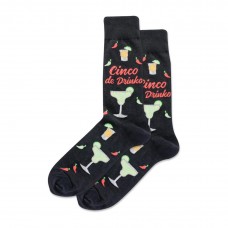 Hotsox Men's Cinco De Drinko Crew Socks 1 Pair, Black, Men's 10-13