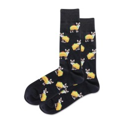 Hotsox Men's Taco Terrier Crew Socks 1 Pair, Black, Men's 10-13 Hotsox Men's Taco Terrier Crew Socks 1 Pair, Black, Men's 10-13