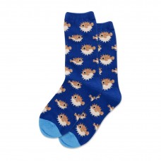 Hotsox Kid's Pufferfish Crew Socks 1 Pair, Dark Blue, Kid's Small/Medium