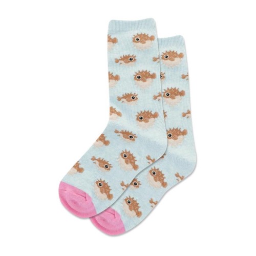 Hotsox Kid's Pufferfish Crew Socks 1 Pair, Mint Melange, Kid's Small/Medium Hotsox Kid's Pufferfish Crew Socks 1 Pair, Mint Melange, Kid's Small/Medium